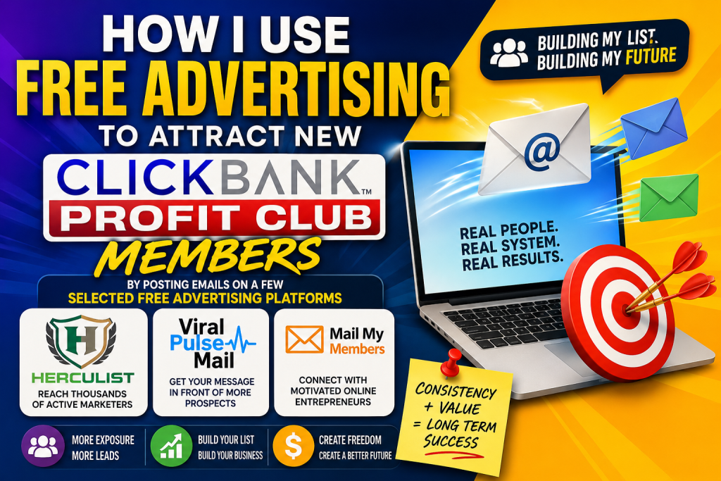 How I Use Free Advertising to Attract New ClickBank Profit Club Members.